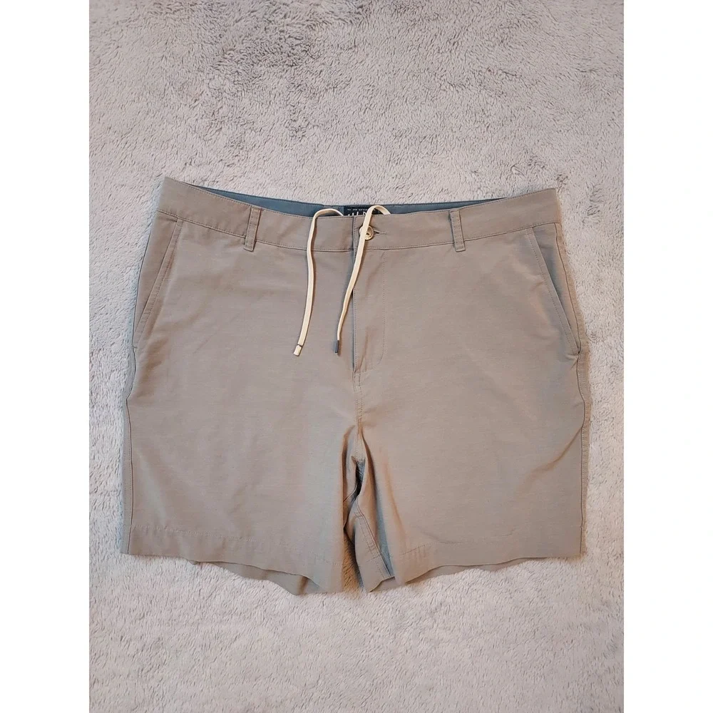 Faherty All Day Shorts Mens 36 Chino Casual Preppy Drawstring Beach Outdoor Gray